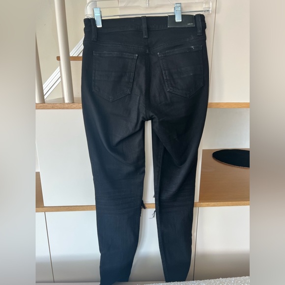 Black AMIRI jeans, size 26, leather details and zipper - Picture 4 of 5